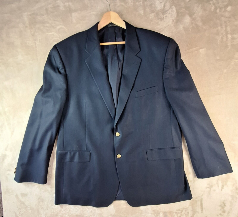 Lauren Ralph Lauren Blazer Men's 48L Blue Wool Single Breasted Gold Buttons